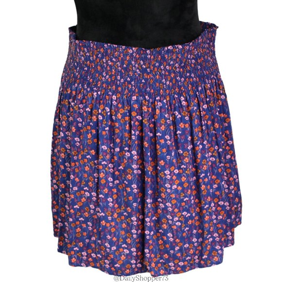 Mossimo Supply Co. Blue and Orange Floral Mini Skirt | Size Small - Medium - Picture 1 of 3